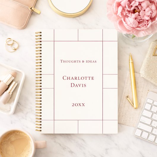Ivory burgundy checked modern notitieboek