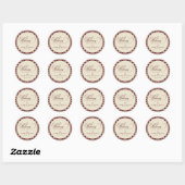 Ivory & Burgundy Checkered Retro Wedding Welcome Ronde Sticker (Vel)