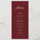 Ivory & Burgundy Elegant Stripes Retro Wedding Menu (Voorkant)