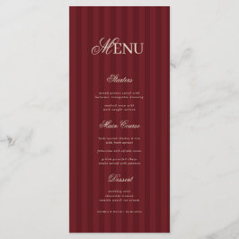 Ivory & Burgundy Elegant Stripes Retro Wedding Menu