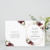 Ivory Burgundy Floral vouwde weddenschap (Staand voorkant)