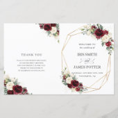 Ivory Burgundy Floral vouwde weddenschap (Voorkant)