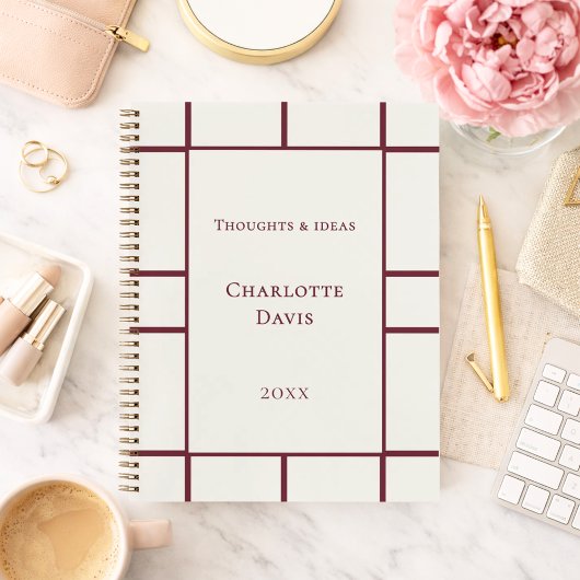 Ivory burgundy grid business notitieboek