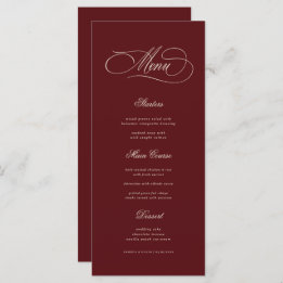 Ivory & Burgundy Old Money Aesthetic Retro Wedding Menu