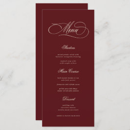 Ivory & Burgundy Old Money Aesthetic Retro Wedding Menu