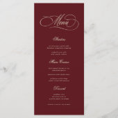 Ivory & Burgundy Old Money Aesthetic Retro Wedding Menu (Voorkant)