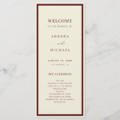 Ivory & Burgundy Retro Vintage Old Money Wedding Programmakaart (Voorkant)