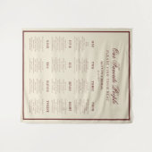 Ivory Burgundy Retro Wedding Seating Chart Sign Wandkleed (Voorkant (horizontaal))