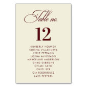Ivory Burgundy Seating Chart Names Wedding Sign Kaart (Achterkant)