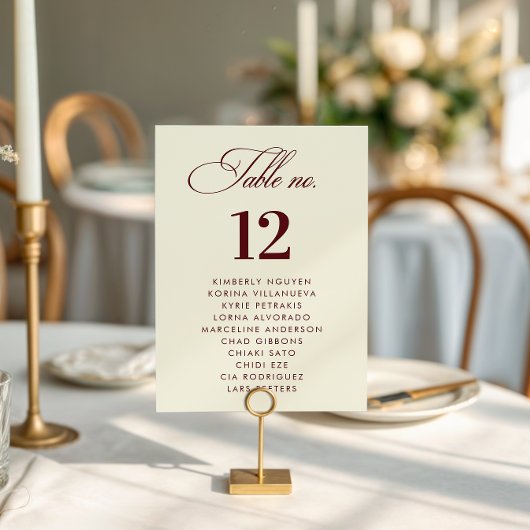 Ivory Burgundy Seating Chart Names Wedding Sign Kaart