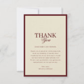 Ivory & Burgundy Stripes Border Retro Wedding Bedankkaart (Voorkant)