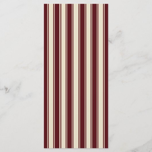 Ivory & Burgundy Stripes Border Retro Wedding Menu (Achterkant)