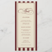 Ivory & Burgundy Stripes Border Retro Wedding Menu (Voorkant)