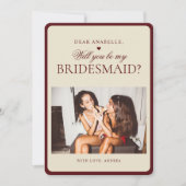 Ivory & Burgundy Stripes Bridesmaid Proposal Card Kaart (Voorkant)