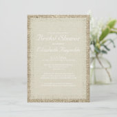 Ivory Burlap Bridal Shower-uitnodigingen Kaart (Staand voorkant)