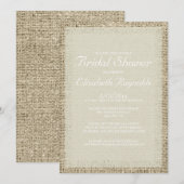 Ivory Burlap Bridal Shower-uitnodigingen Kaart (Voorkant / Achterkant)
