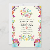Ivory & Burnt Coral Floral Mexican Fiesta Wedding Kaart (Voorkant)