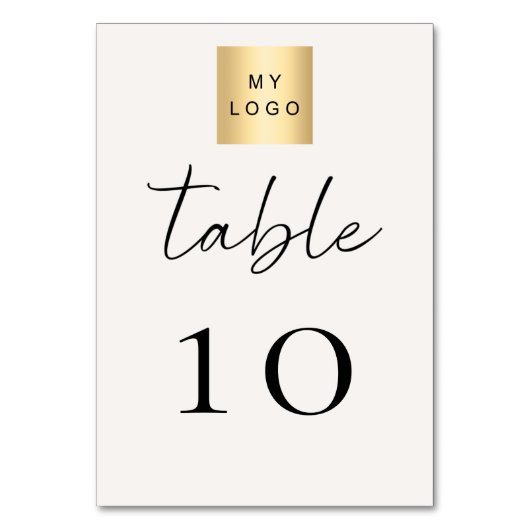 Ivory business logo table number kaart (Voorkant)