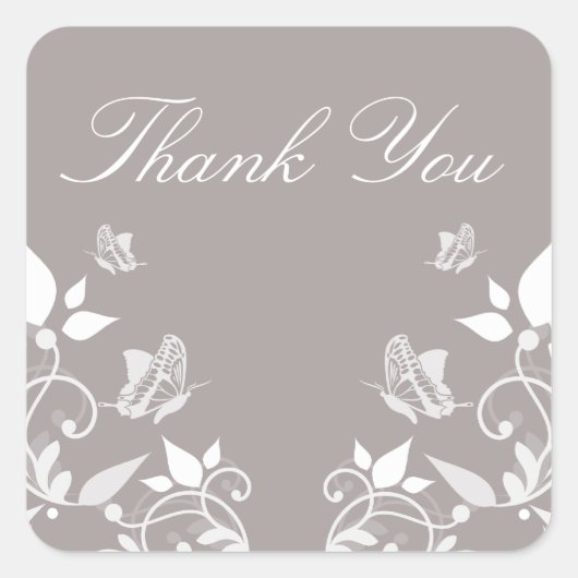 Ivory Butterfly Floral Dank u Stickers (Voorkant)