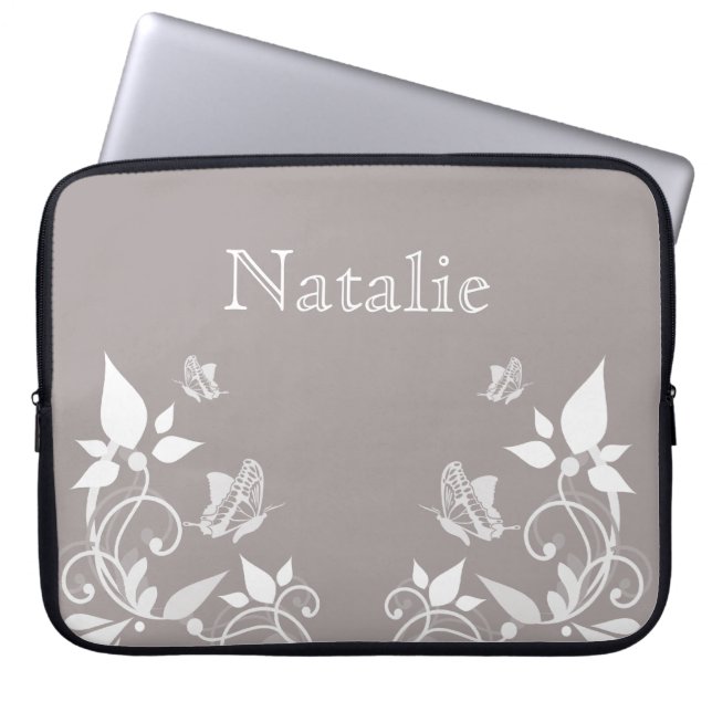 Ivory Butterfly Floral Electronics Sleeve (Voorkant)