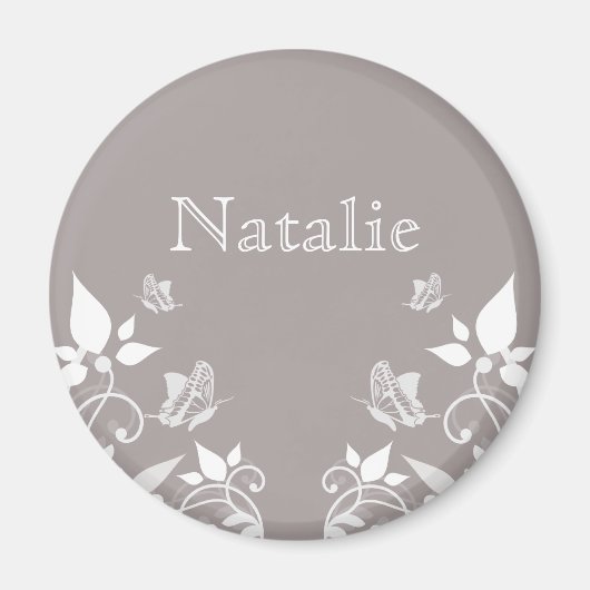 Ivory Butterfly Floral Magnet (Voorkant)
