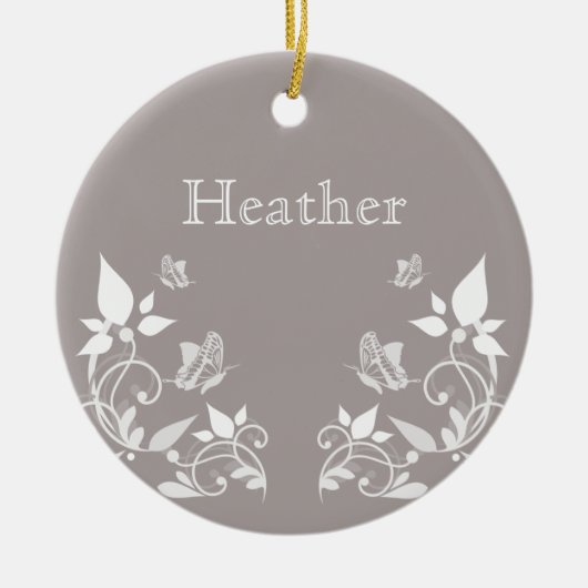 Ivory Butterfly Floral Ornament (Voorkant)