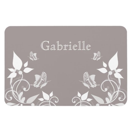 Ivory Butterfly Floral Premium Magnet Magneet (Horizontaal)