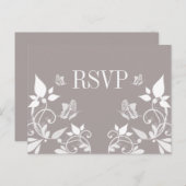 Ivory Butterfly Floral RSVP Briefkaart (Voorkant / Achterkant)