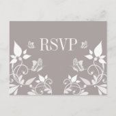 Ivory Butterfly Floral RSVP Briefkaart (Voorkant)