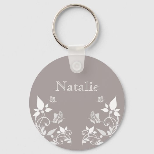 Ivory Butterfly Floral Sleutelhanger (Voorkant)