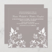 Ivory Butterfly Floral Wedding Invite Kaart (Voorkant / Achterkant)