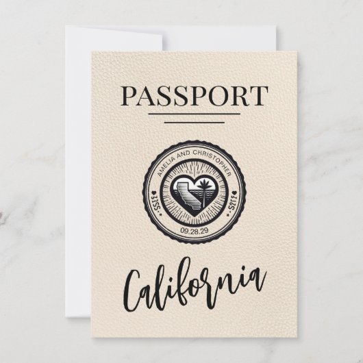 Ivory California Passport Bewaar de datum Save The Date (Voorkant)