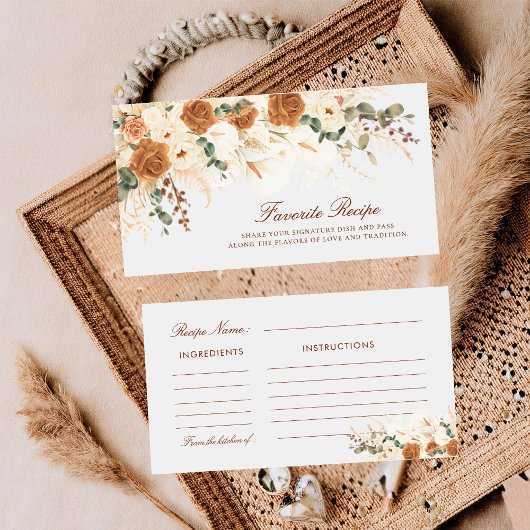 Ivory Calla Lilies Favorite Recipe Bridal Ticket Notitiekaartje