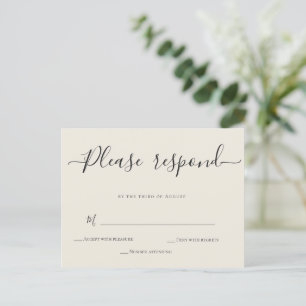Ivory Calligraphy Wedding RSVP Card Briefkaart