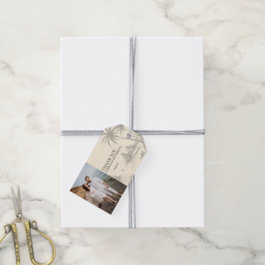 Ivory Cancun trouwfoto Cadeaulabel (Met Touw)