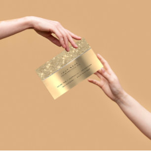 Ivory Champaign Gold Diamond Stripes Glitter VIP Visitekaartje