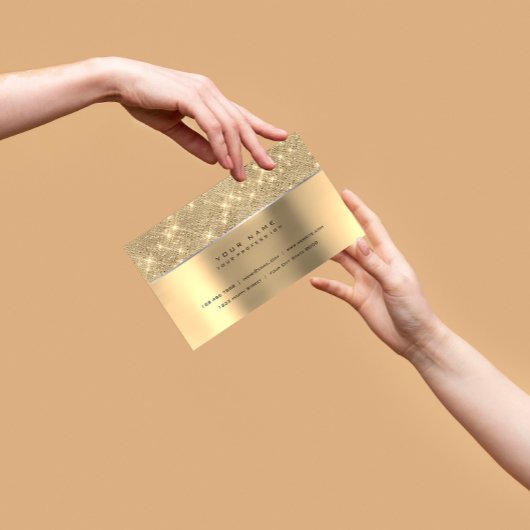 Ivory Champaign Gold Diamond Stripes VIP Visitekaartje