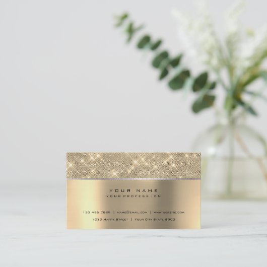 Ivory Champaign Gold Diamond Stripes VIP Visitekaartje (Staand voorkant)