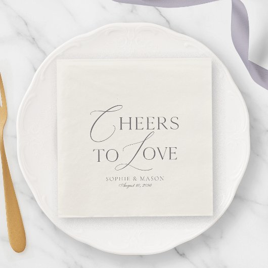 Ivory “Cheers to Love” Wedding Servet