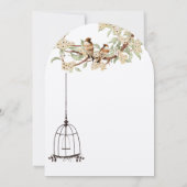 Ivory Cherry Blossom Lovebird Birdcage Wedding Kaart (Achterkant)