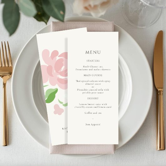 Ivory | Chic Bloem Bruiloft Tafel Nummerkaart Menu