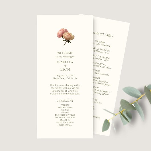 Ivory | Chic Bloem Roos Huwelijksprogramma Menu