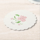 Ivory | Chic Blush Florale Trouw  Kartonnen Onderzetters (Gekanteld)