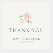 Ivory | Chic Blush Roze Trouw Bedankt Vierkante Sticker (Voorkant)