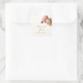 Ivory | Chic Blush Script  Rose Wedding  Vierkante Sticker (Tas)