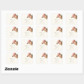 Ivory | Chic Blush Script Roze Trouw  Vierkante Sticker (Vel)