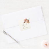 Ivory | Chic Blush Script Roze Trouw  Vierkante Sticker (Envelop)