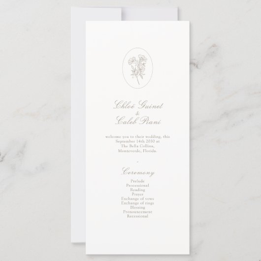 Ivory | Chic Botanische Script Trouwset van Waaier (Voorkant)