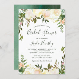 Ivory Chic Floral Garden Greenery Vrijgezellenfees Kaart