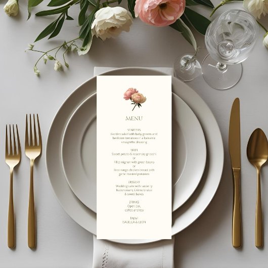 Ivory | Chic Floral Rose Wedding  Menu